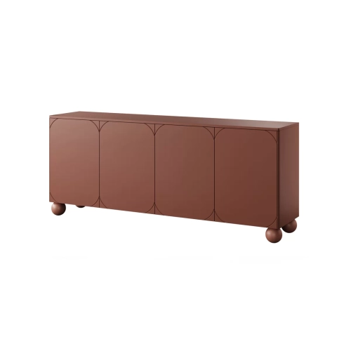 Komoda Sonatia II 200 cm czterodrzwiowa na nogach kulach - burgund